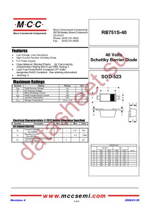 RB751S-40-TP datasheet  